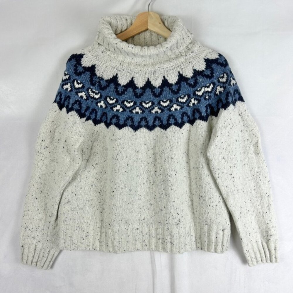 BILL BABER Merino Wool Fair Isle Turtleneck Sweater Womens Small